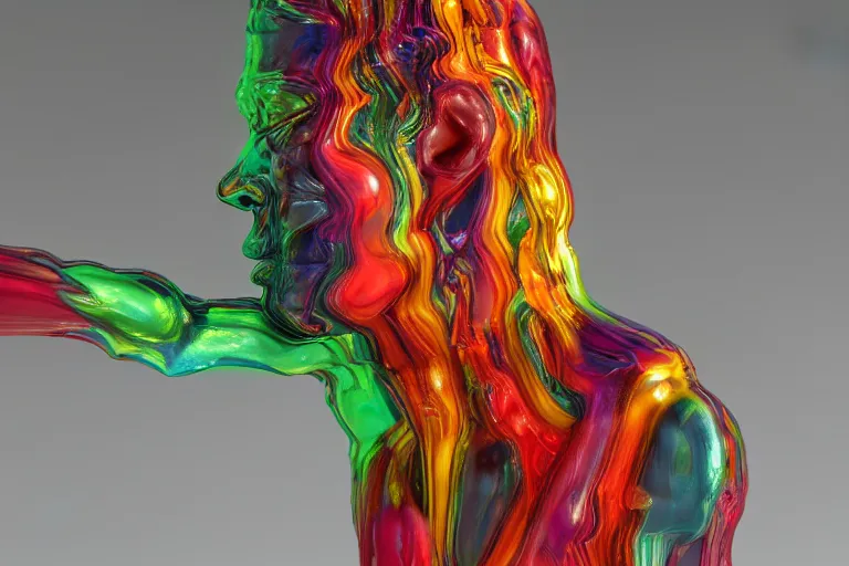 Image similar to Painful pleasures by Lynda Benglis, octane render, 4k, 8k, sharp, very very beautiful, stunning, twisted, vanishing, transparent, ethereal prismatic