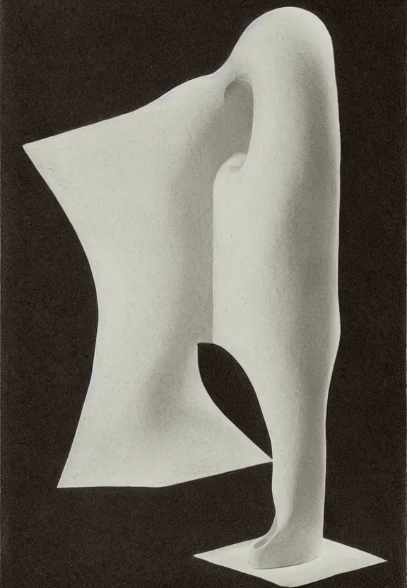 Image similar to a concept drawing of a surrealist white sculpture by marcel duchamp, dada, conceptual art