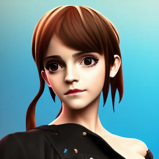 Image similar to 3 d photo of emma watson cosplaying as an anime catgirl, bokeh, shader, anime art style, highly detailed, cel - shaded, colorful, animated, trending