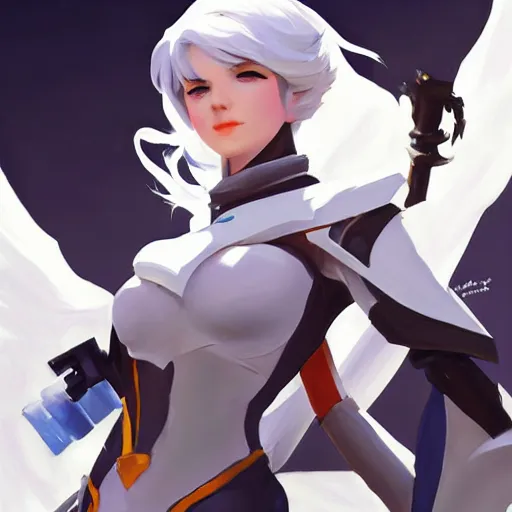 Image similar to greg manchess portrait painting of the rwby weiss schnee as overwatch character, medium shot, asymmetrical, profile picture, organic painting, sunny day, matte painting, bold shapes, hard edges, street art, trending on artstation, by huang guangjian and gil elvgren and sachin teng