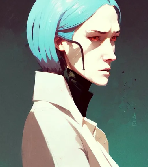 Prompt: portrait of a female john wick by atey ghailan, by greg rutkowski, by greg tocchini, by james gilleard, by joe fenton, by kaethe butcher, dynamic lighting, gradient light blue, brown, blonde cream and white color scheme, grunge aesthetic