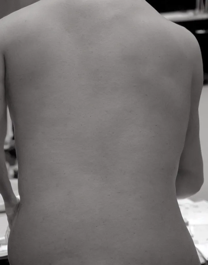 Prompt: a photo of a back with strong scoliosis, photorealistic, ultra detailed,