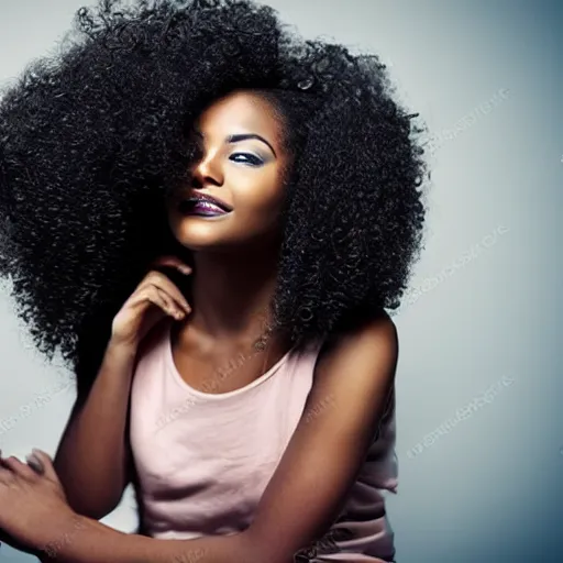 Image similar to young beautiful Afro dark skin woman with curly hair