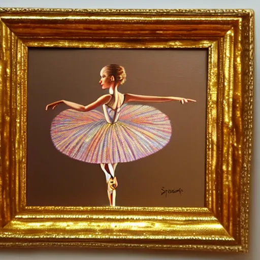 Image similar to painting of a peanut, intricate, high detail, dancing ballet, studio, mirrors, lighting