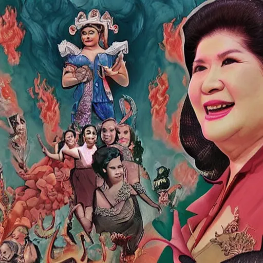 Image similar to imelda marcos burning in hell