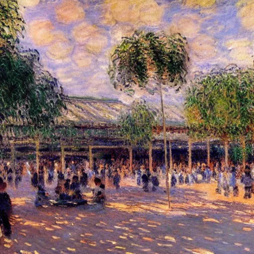 Image similar to a hawker centre by claude monet