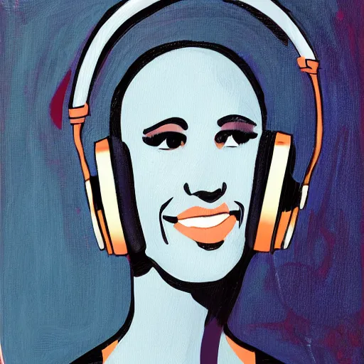 Image similar to a beautiful woman with headphones dancing by jason brooks