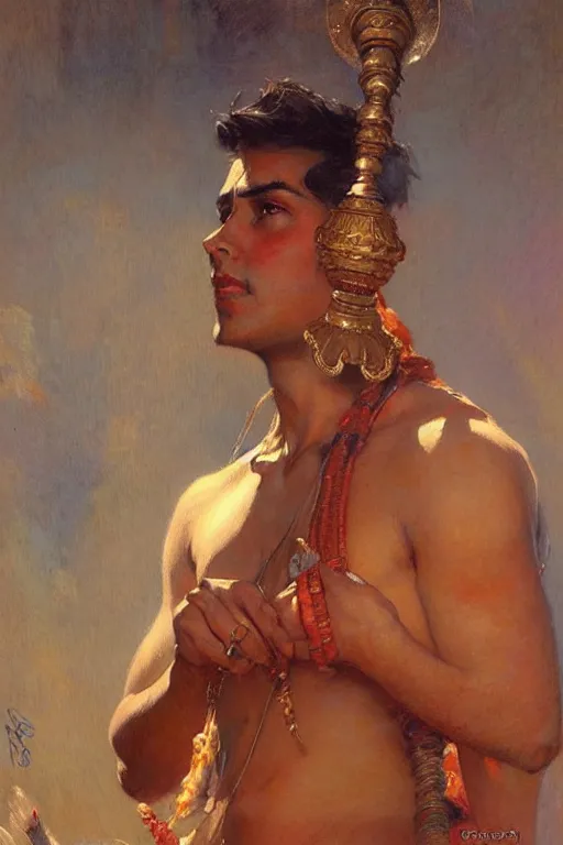 Prompt: male, hinduism, painting by gaston bussiere, greg rutkowski, j. c. leyendecker, artgerm