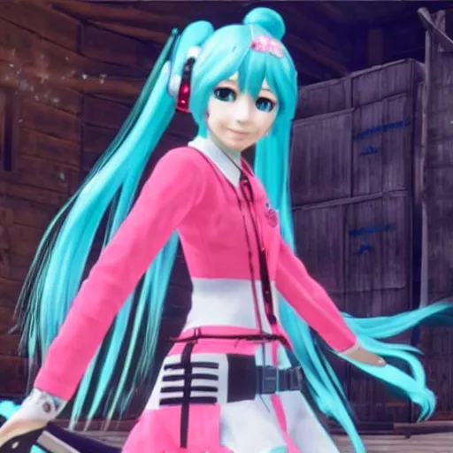 Image similar to hatsune miku in red dead redemption 2