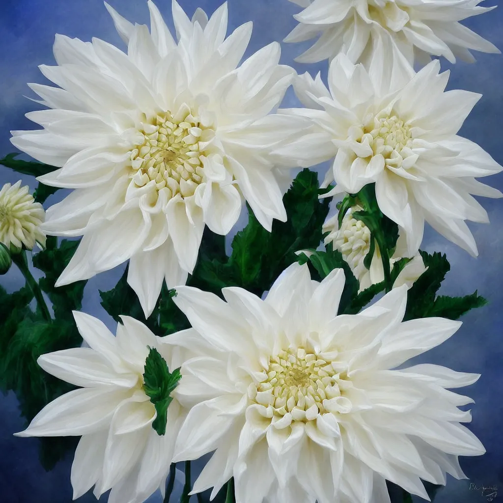 Prompt: beautiful white dahlia flower painterly emotionally evoki