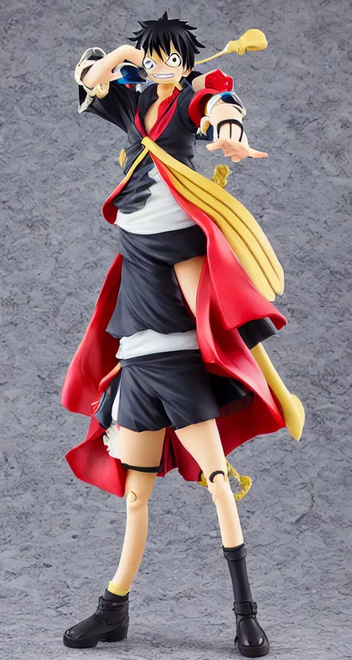 Prompt: anime, one piece nico, cosplay, action figure, detailed product photo