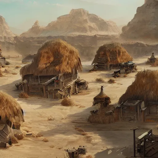 Image similar to a desert village, artstation, cgsociety