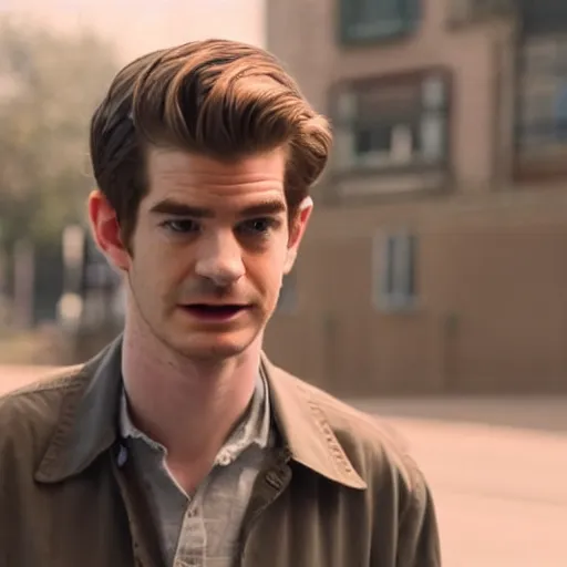 Image similar to film still of Andrew Garfield as Hughie Campbell in the Boys (2022 show), 4k, film grain