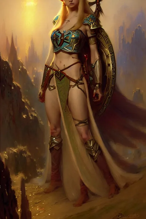 Image similar to princess zelda by gaston bussiere bayard wu, greg rutkowski, giger, maxim verehin