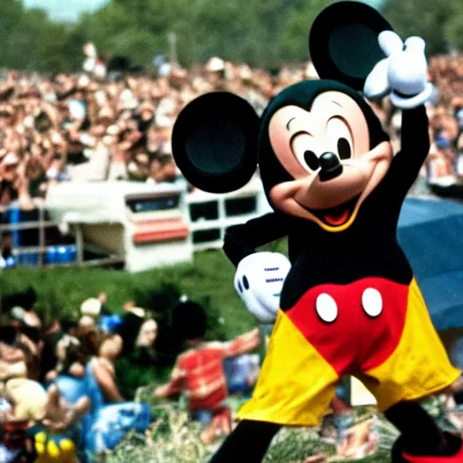 Image similar to mickey mouse performing at woodstock