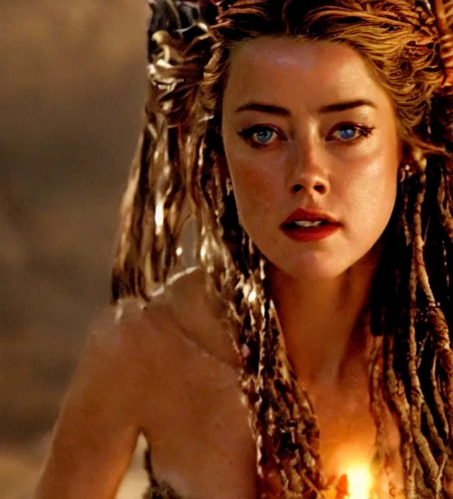 Prompt: amber heard as mermaid in pirates of the caribbean, movie still frame, hd, remastered, movie grain, cinematic lighting