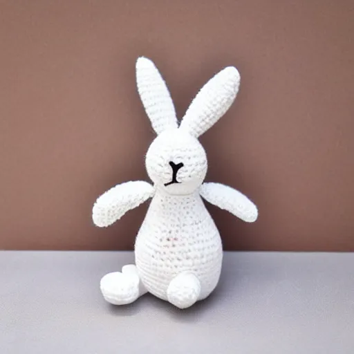 Image similar to cute crocheted plush toy of a white bunny