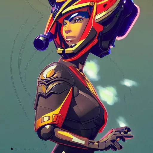 Image similar to a portrait of a stunning beautiful elite kim kardashian gundam pilot, with an intricate, detailed, urban inspired hiphop afro futuristic helmet, vector behance hd jesper ejsing, rhads, makoto shinkai, lois van baarle, ilya kuvshinov, rossdraws, hd, 3 2 k, ilya kuvshinov, gustav klimt