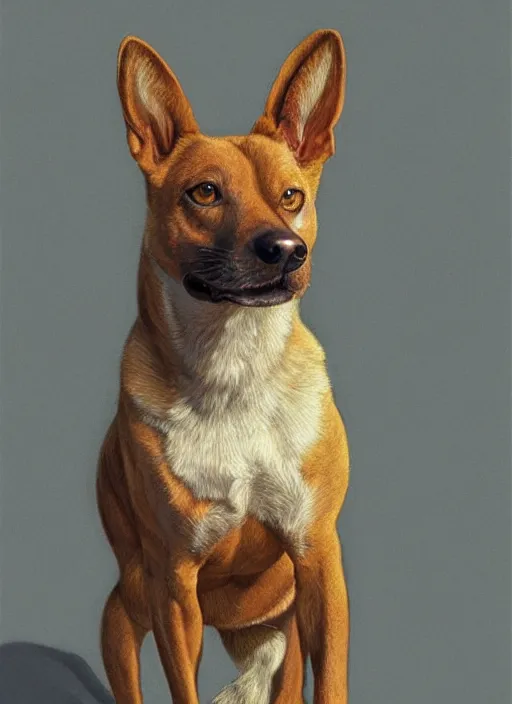 Prompt: portrait of a Carolina dog, highly detailed, centered, solid color background, digital painting, artstation, concept art, smooth, sharp focus, illustration, artgerm, donato giancola, Joseph Christian Leyendecker, Les Edwards, Ed Repka, WLOP