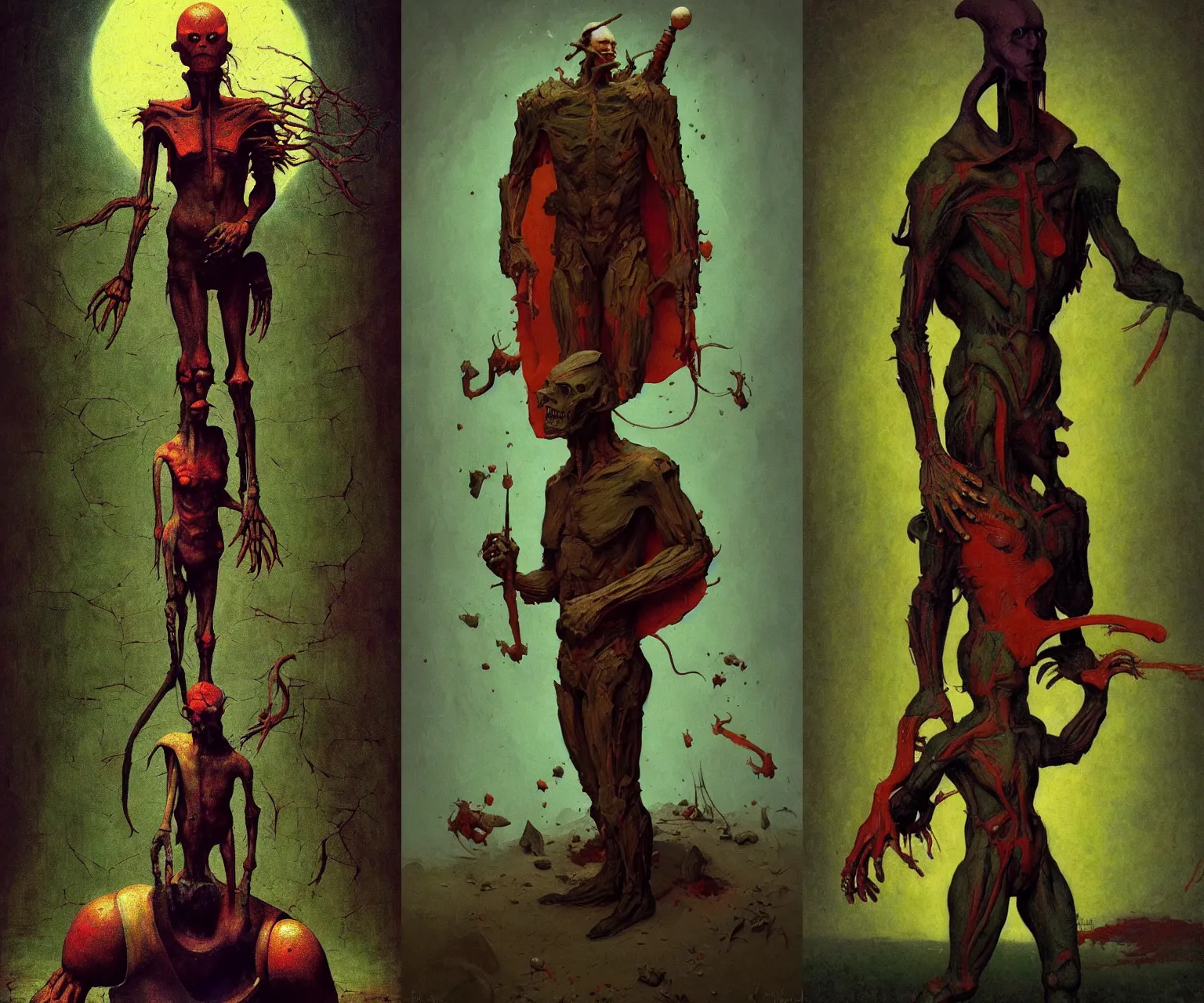 Prompt: full - body portrait surreal colorful clay fighting artstation rpg giant humanoid ghoul character concept art anatomy, action pose, very coherent and colorful high contrast masterpiece by norman rockwell franz sedlacek hieronymus bosch dean ellis gediminas pranckevicius, dark shadows, sunny day, hard lighting, reference sheet white! background