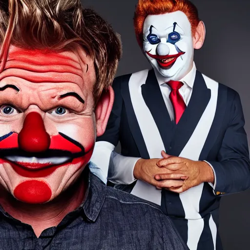 Prompt: photoshoot of Gordon Ramsay clown