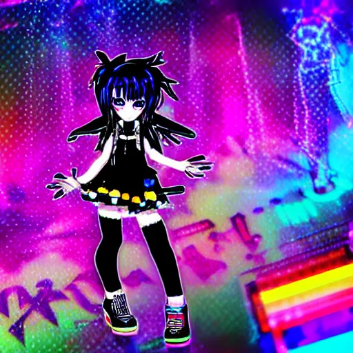 emo anime girl, in neo tokyo scene, kawaii decora | Stable Diffusion