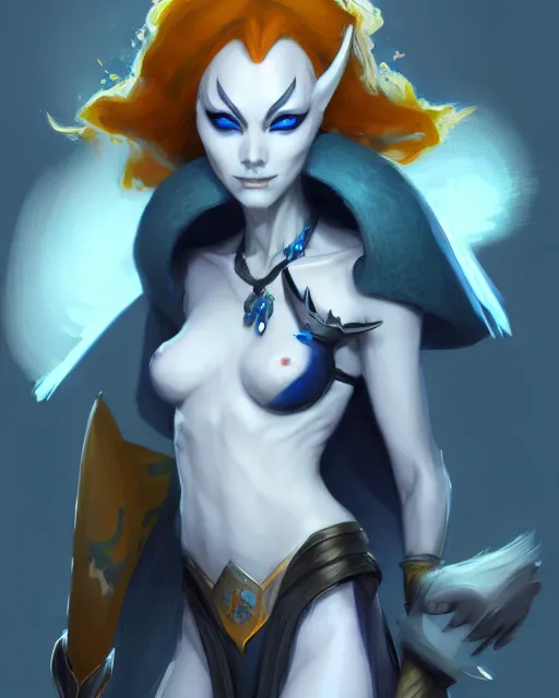 Image similar to character concept art of midna | | cute - fine - face, pretty face, blue skin, realistic shaded perfect face, fine details by stanley artgerm lau, wlop, rossdraws, james jean, andrei riabovitchev, marc simonetti, and sakimichan, tranding on artstation