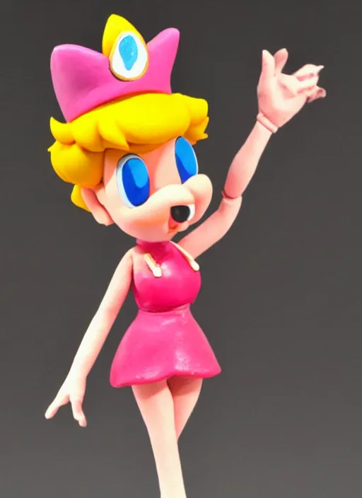 Image similar to claymation figure of princess peach