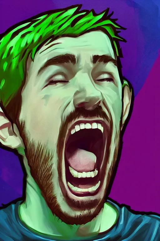 Image similar to Sean McLoughlin yelling extremely, Jacksepticeye, Irish Youtuber, solo portrait 🎨🖌️