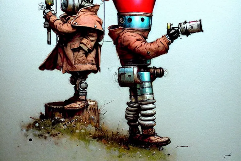 Image similar to adventurer ( ( ( ( ( 1 9 5 0 s retro future robot android knome clown. muted colors. ) ) ) ) ) by jean baptiste monge!!!!!!!!!!!!!!!!!!!!!!!!! chrome red