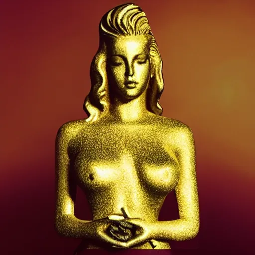 Image similar to golden statue of lana del rey