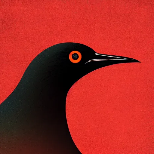 Image similar to beautiful digital fantasy illustration of a black bird with a red background, poster art by victo ngai, behance contest winner, vanitas, wiccan, tarot card, behance hd, high detail texture, unreal engine, 8 k, photographic quality, ultra hyper realistic quality, 8 k definiton, hyper - realistic, cinematic, cinematic lighting