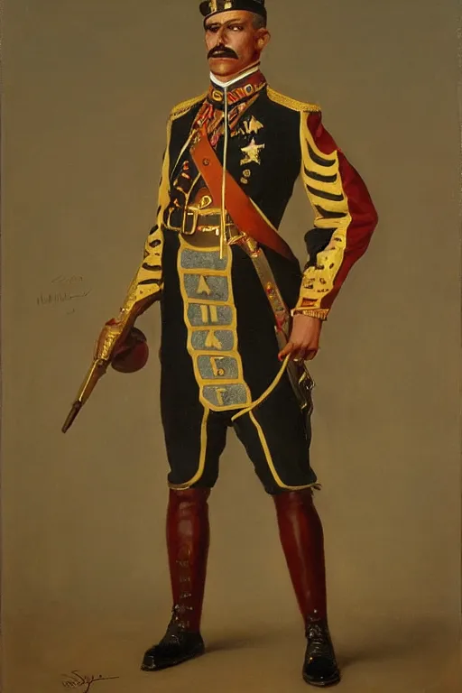 Image similar to full body portrait of the dictator of the golden state warriors, 1 8 8 9, in full military garb, oil on canvas by william sidney mount, trending on artstation