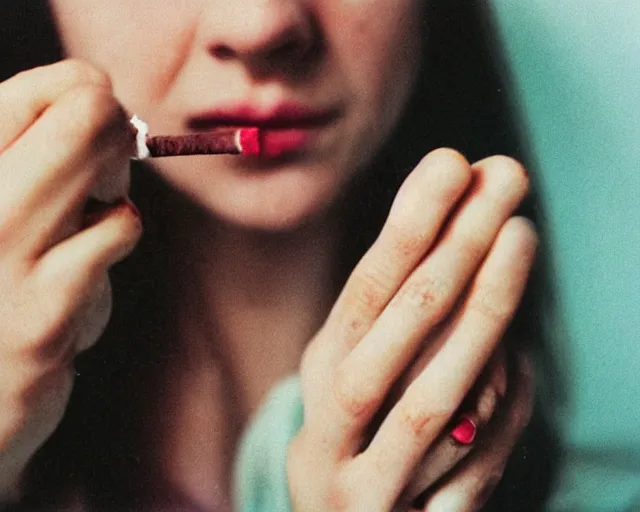 Image similar to a lomographic photo of woman hand with cigarette