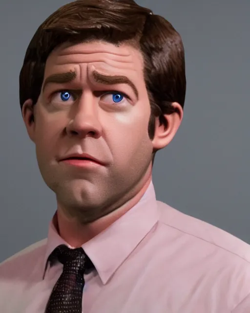 Image similar to jim halpert as a muppet. highly detailed felt. hyper real photo. 4 k.