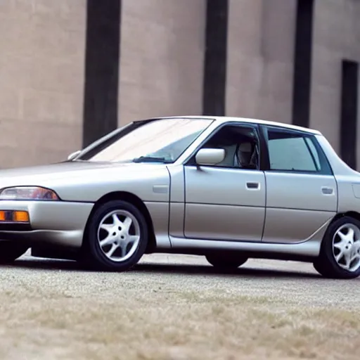 Prompt: 1996 mazda astina 323F in kanye west donda era style