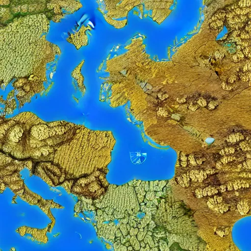 Prompt: highly detailed, satellite image, game map, casual game, anno 1602, landscape
