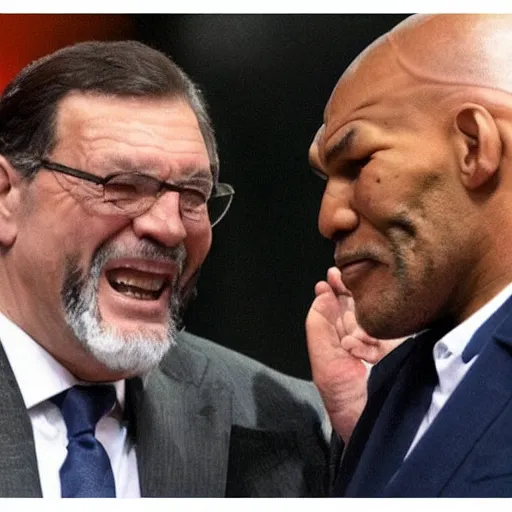 Image similar to spanish mariano rajoy with a k. o. against mike tyson