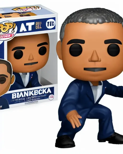 Image similar to full body 3d render of barack obama as a funko pop, studio lighting, white background, blender, trending on artstation, 8k, highly detailed