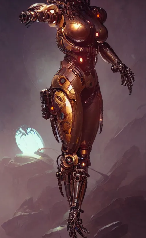 Image similar to Cyborg biomechanical scorpion female, sci-fi, highly detailed, digital painting, artstation, concept art, smooth, sharp focus, illustration, art by artgerm and greg rutkowski and alphonse mucha