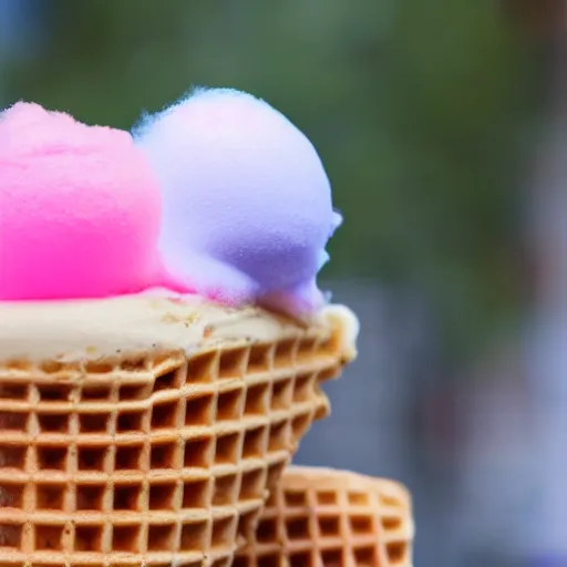 Image similar to waffle cone with cotton candy icecream