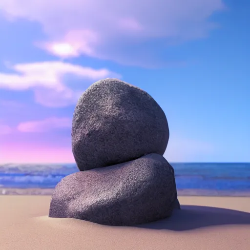 Image similar to a beautiful rock on the beach, octane render nvidia raytracing