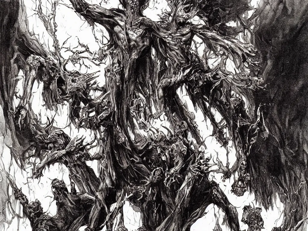 Image similar to gothic plague god made by bernie wrightson