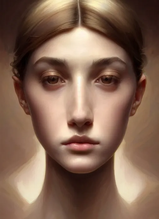 Prompt: symmetry!! portrait of young woman cursed with ever - increasing physical and mental perfection, slice - of - life, realism, golden ratio face proportions!! intricate, elegant, highly detailed, perfect face!! digital painting, artstation, concept art, smooth, sharp focus, illustration, art by artgerm and greg rutkowski and alphonse mucha