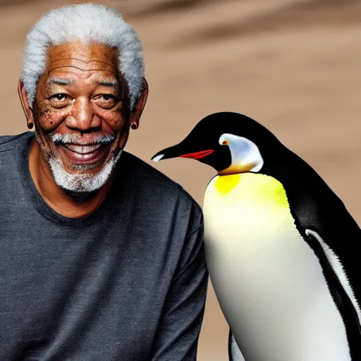 Prompt: a penguin narrating a Morgan Freeman movie for once, high definition