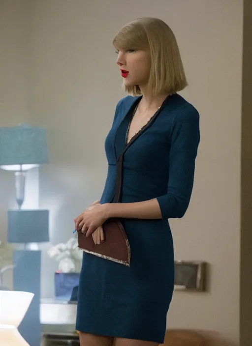 Image similar to film still of taylor swift as kim wexler in better call saul, speaking to saul