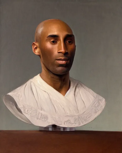 Image similar to facial portrait of the united states president, an ugly 7 8 year old kobe bryant, resolute desk, 1 8 4 8, oil on canvas by william sidney mount, trending on artstation, national archives