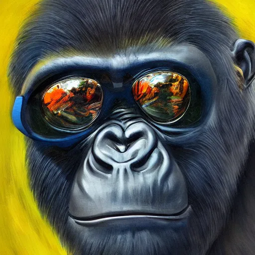 Prompt: painting of a gorilla in the style of disco elysium, expressionism, artstation, trending, by aleksander rostov, jenny saville, rembrandt, alex kanevsky, wassily kandinsky, dave mckean, yoshitaka amano