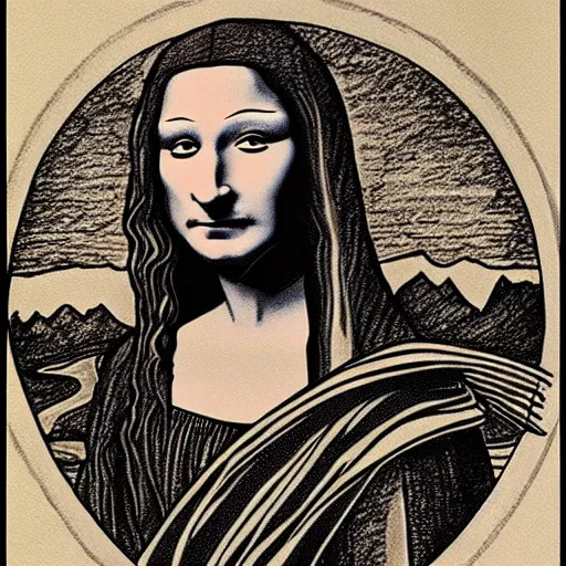 Image similar to gandalf drawn as the mona lisa