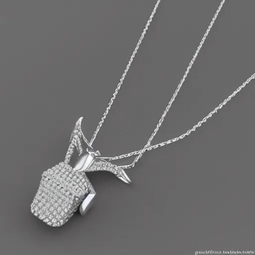 Prompt: a silver sagittarius necklace pendant, 3 d rendering, pandora, tiffany, swarovski, van cleef & arpels, cartier, boucheron, bulgari, chaumet, elegant, noble, stylish